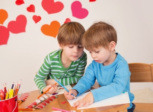 Kids Engaged In Valentine's Day Arts With Hearts